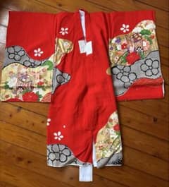 お宮参り 祝い着 掛け着 産着 長襦袢付き 赤 朱赤 正絹 女の子 