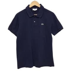Lacoste ラコステ 半袖ポロシャツ 刺繍ワッペンワニロゴ ネイビー M