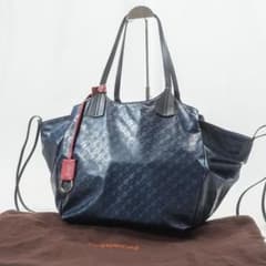 ゲラルディーニ ソフティ トートバッグ 大容量 肩掛け ネイビー PVC レザー