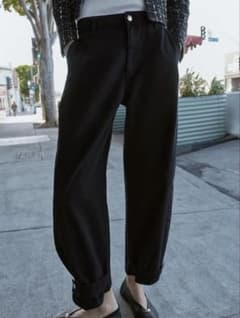[ZARA] 終売品 レディースジーンズ　黒　足首ストラップ付きのサムネイル