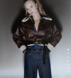 ZARA クロップドダブルフェイスジャケット　ブラウンのサムネイル