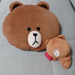 LINE ブラウン クッション ぬいぐるみ 2点セットのサムネイル
