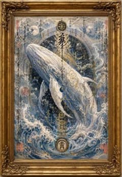 【特級呪物】高波動・白鯨の護符霊画◇絶大金運・強大浄化・大願成就◇開運のサムネイル