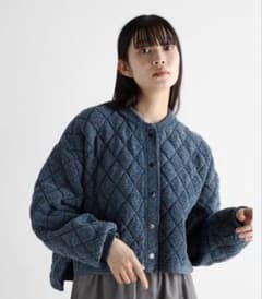 匿名配送】RADIATE キルティングチェックモールニットブルゾン F 青 