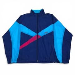 ⭐️激レア品⭐️ y2k イタリア代表 ナイロンジャケット 90s美品y2k珍品》アシックスナイロンジャケットマルチカラーブローク