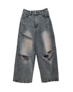 Amly City アンリーシティ ダメージデニムパンツ pinkblue Amly City アンリーシティ ダメージデニムパンツ pinkblue - メルカリ