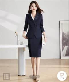 ドレスプラス セット スカート ジップアップジャケット ネイビー DRESS+ スカート ジャケット スーツ上下セット レディースウェア