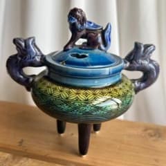 【箱入り】人間国宝 三代 総田八十吉 （正彦）獅子 香炉 箱いり レア 箱入り】人間国宝 三代 総田八十吉 （正彦）獅子 香炉 箱いり レア