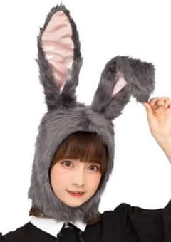 ウサギの耳付きグレー帽子のサムネイル