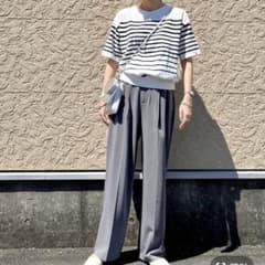 ウツクシルエットワイドパンツ  ワイドタックパンツのサムネイル