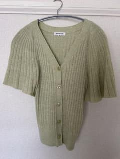 NATURAL BEAUTY BASIC 半袖カーディガン M ライトグリーンのサムネイル