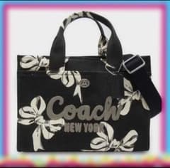 カ*ン様 COACHコーチジャストサイズ26cmリボンカーゴトートバッグ