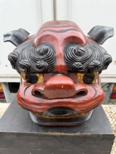 ⭐️木彫 漆塗 獅子頭 明治〜大正頃 神楽 祭礼 木箱付 - メルカリ