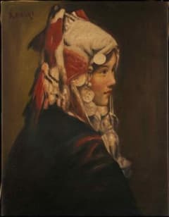 青木繁 油彩 肉筆『少数民族の少女』表サイン 裏サイン F6号 額