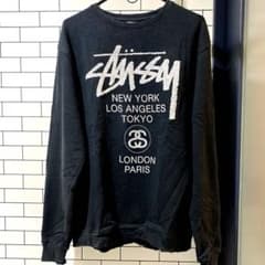 STUSSY ブラック ロゴプリント トレーナーのサムネイル
