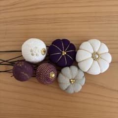 【普通郵便】小さめお花のかんざし　中小6本セット　白系×紫　お祭り髪飾り