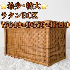 希少】特大 ラタン ボックス 収納家具 レトロ家具 BOX 籐 大容量 飴色
