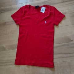 新品 RALPH LAUREN Vネック Tシャツ レッド Sのサムネイル