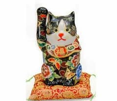 最終値、高級招き猫　牡丹　8号　九谷焼のサムネイル