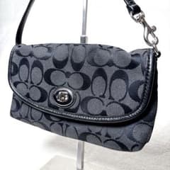 美品】COACH ターンロック ミニショルダー 黒 アクセサリーポーチ