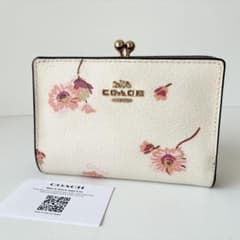 極美品】COACH がま口 二つ折り財布 キスロック フローラル C8737