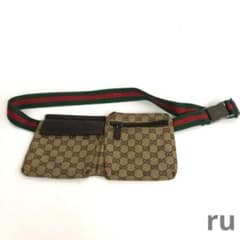 GUCCI グッチ GGキャンバス シェリーライン ウエストバッグ レディース
