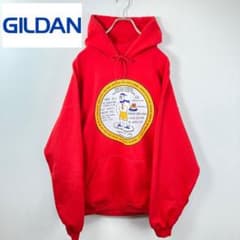 USA 古着  (GILDAN)  パーカー　レッドXL 裏起毛のサムネイル