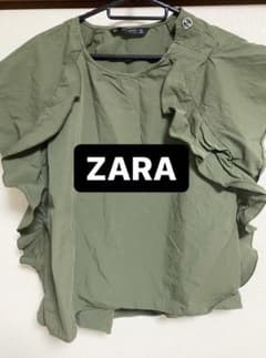 ZARA ザラ　シャツ　半袖　カーキ　オシャレ　夏　細見えのサムネイル