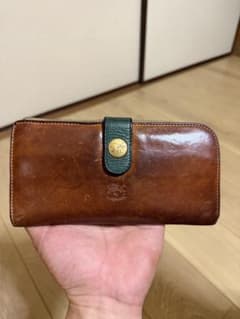 【クリスマス限定カラー】IL BISONTE レザー長財布 ブラウン×グリーンのサムネイル