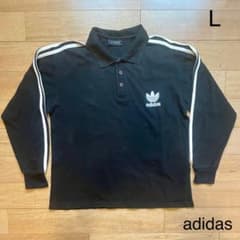 adidas アディダス 長袖ポロシャツ Lサイズ ブラック クラシックロゴ