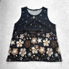Floral print sleeveless retro antique vintage black fairy grunge
