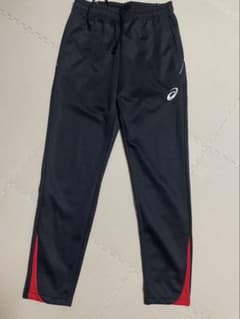 ASICS ジャージパンツ ブラック/レッド サイドジッパー付きSサイズのサムネイル