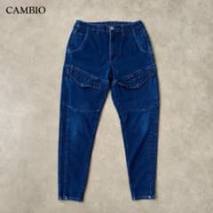 カンビオ 立体カーゴデニムパンツ インディゴ ジョガー テーパード S 