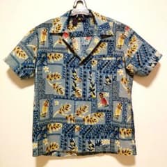 Roundy Bay アロハシャツ L ブルーグレー 総柄 フラガールのサムネイル