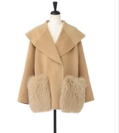 石井毛皮 u-big ウールダブルフェイスショールカラーFOXポケット