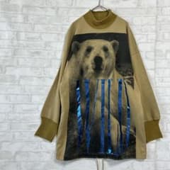 【フェレジーンズ】クマプリント ハイネックカットソー トレーナー a2997