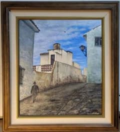 【真作】絵画　山田安次　油彩10号　スペイン風景　ミハスの街角　C143 真作】絵画 山田安次 油彩10号 スペイン風景 ミハスの街角 C143 - メルカリ