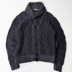 クルチアーニ カシミヤ100% ショールカラー ケーブルニット