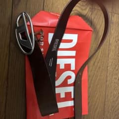 様 DIESEL ブラウンレザーベルト オーバルバックル - メルカリ