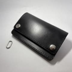 本革】トラッカーウォレット ミドル 姫路レザー ブラック 二つ折り財布