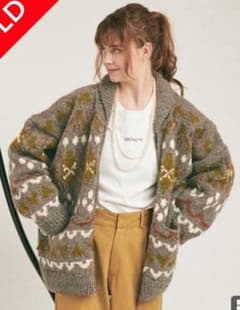 極美品】ウィメンズMUHET 手編みカウチン ニットカーディガン XL 