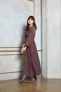 Her lip to SideBowSatinLongDress S ワンピースのサムネイル