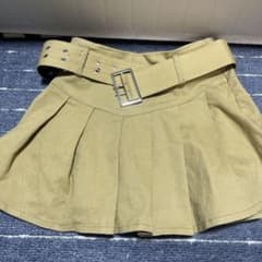 ベルト付き プリーツミニスカート ベージュのサムネイル