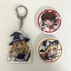 東方Project 博麗霊夢 霧雨魔理沙 アクリルキーホルダー 缶バッジ