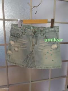 umilear★デニム ダメージ ミニスカート ステッチ ビジュー 姫カジのサムネイル