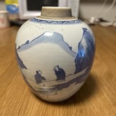 骨董品・中国・康熙時代·青い山水画の陶器壺 - メルカリ