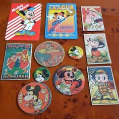 希少　昭和レトロ　めんこ　ポパイ　ミッキー　狼少年　26枚セット　おそ松 ディズニー系】ミッキー・ベティ・ポパイ野球柄&応援団めんこセット