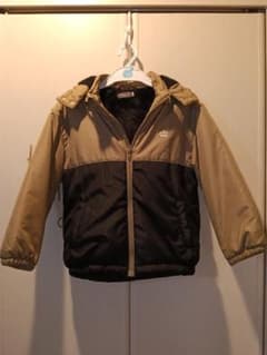 120cm フード付き中綿ジャケット ベージュ・黒のサムネイル