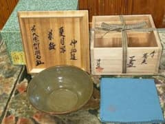 ♥未使用♥渡辺伸治♥蕎麦♥茶碗 ① 共箱付き 夏月写し 前大徳 柳生紹