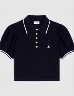 CELINE セリーヌ トリオンフ クロップド ポロシャツ ブラック S 正規品
